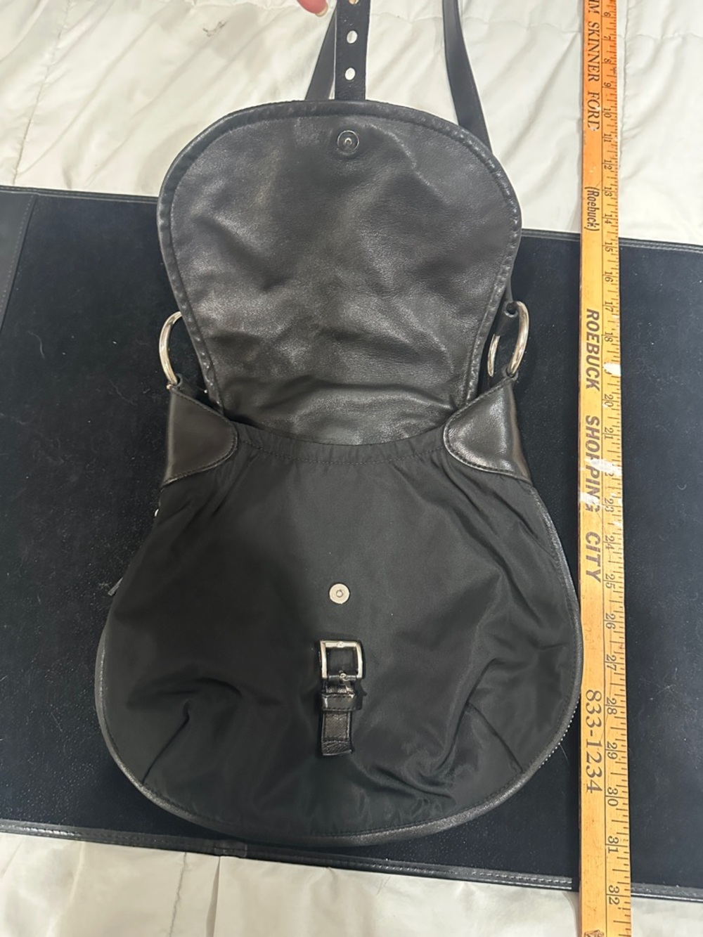 Prada Black Nylon Shoulder Hobo with Leather Trim - Picture 9 of 16